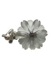 750er Weißgold Brosche mit perlen und Diamanten