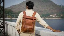 Vintage Leder Rolltop Rucksack