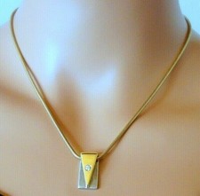 35. teilvergoldeter Anhänger Zirkonia Stein + TCHIBO Schlangen Kette 925 Silber