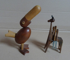 Vintage 60iger Korkenzieher VOGEL danish stil Holz GIRAFFE Lonborg Hausbar