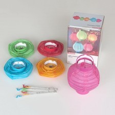 Weltbild LED-Lampions 5er-Set ⌀15cm bunt, aus Papier - Laternen Deko innen - OVP