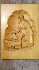 Holzbild, Schäfer mit Schafen
