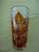 Vintage Bleikristall Vase Kristallvase Glas Kristall orange/braun Höhe ca. 20 cm