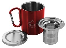 Outdoor Campingtasse Thermotasse mit Teesieb und Deckel - Reisetassche Teetasse
