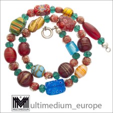 Alte Vintage Murano Glas Halskette Mehrfarbig glass necklace millefiori 50s 70s