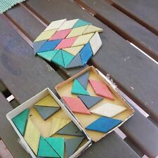 Legespiel Mosaik Puzzle Holzbausteine Geduld Holz alt Sammler Hobby selten alt