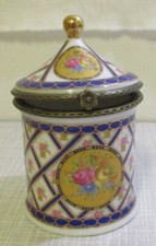 Porzellandose Säule Zierdose Sammlerdose Deko Döschen Rosendekor 8x5cm