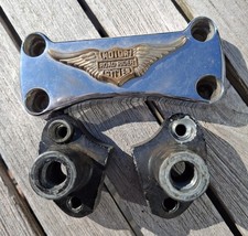 Riser Set komplett, Lenkerhalter Chrom / Schwarz für Harley Softail Shovel usw.