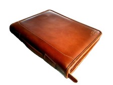 PELVERO Konferenzmappe A4 Büffelleder Cognac | Echtleder Ringbuch Aktenmappe