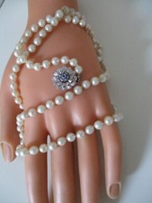 Perlenkette Kette Weißgold 750/ 18k Verschluss Saphire L 67 cm