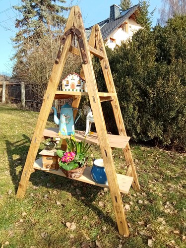 Antike holzleiter shabby chic - antike,