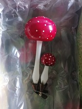 Antiker Christbaumschmuck - Fliegenpilz aus Glas  selten groß Paar auf Klammer