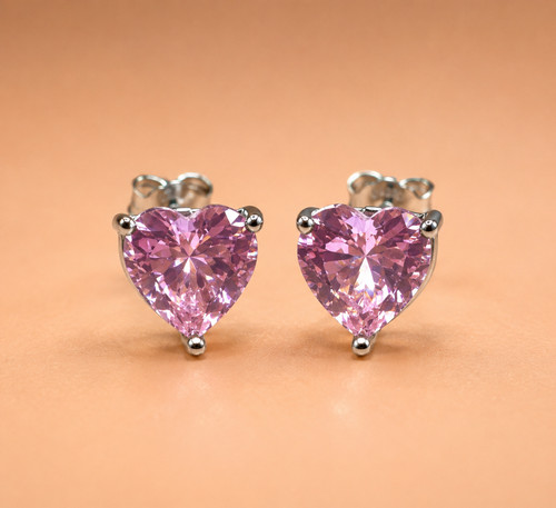Damen herz ohrstecker - ohrstecker, pink
