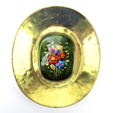 KARL SCHIBENSKY Wandteller Messing Emaillert 60s Design Vintage Flower Power