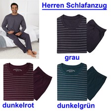 Herren Nachtwäsche Schlafanzug Pyjama lang Pedro Baumwolle Gr. M L XL XXL  50-56
