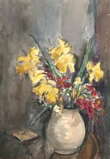 Aquarell Mitte Des 20. Jahrhunderts - Frühlingsblumen