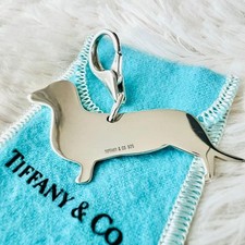 Tiffany Co Dackel Hund Charm Schlüsselanhänger Silber Accessoire mit Etui Box