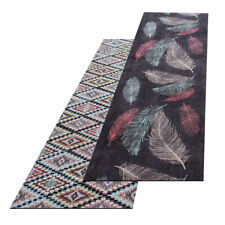 Teppichläufer Federn / Ethno Muster Design Teppich Läufer Wunschmaß Anti-Rutsch 