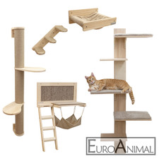Katzen Kletterwand TIMBER Wandkratzbaum Wand Kratzbrett Hängematte Säule