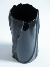 Rosenthal Germany Vase Moon schwarz glasierte + unglasierte Partien Struktur