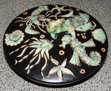 Deckeldose Schale Meermotive Fisch Krabbe Keramik ca. 24cm Dekor Sammler