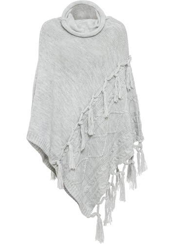 Poncho mit zopfmuster grau - poncho,