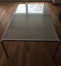 WHO'S PERFEKT COUCHTISCH WOHNZIMMER TISCH METALL & MILCHGRAS ZUM AUSZIEHEN