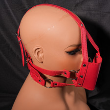 PU-Leder Kopfmaske mit Ball Mundknebel Geschirr Bondage Maulkorb Knebel Frauen 