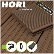 HORI BPC Terrassendielen Komplettset Braun Massiv Holz Dielen Komplettbausatz