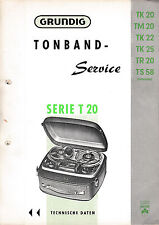 Service Manual-Anleitung für Grundig TK 20/TM 20/TK 22/TK 25/TR 20/TS 58  