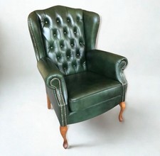 Luxuriöser Chesterfield Ohrensessel – Echtleder, Handgefertigt