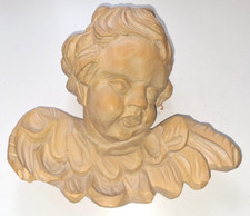 Holzfigur geschnitzt, Putte, Engel, Holz unbehandelt, Handarbeit, 23 cm, TOP 94J