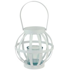 Gartenlaterne Hängend Metall Glas Windlicht Weiß Ø18,5cm