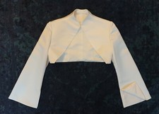 Brautjacke Bolero ivory cream crème weiß langarm Trompetenärmel Stehkragen Gr 36