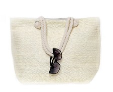 Strandtasche Sommertasche XXL Damentasche Badetasche Uni Tasche Strand Creme