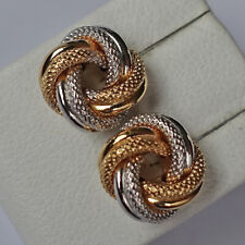 Bicolor ♦️ Knoten Designer Ohrringe Ohrstecker 585 14kt Gold mit Muster ♦️ 8410