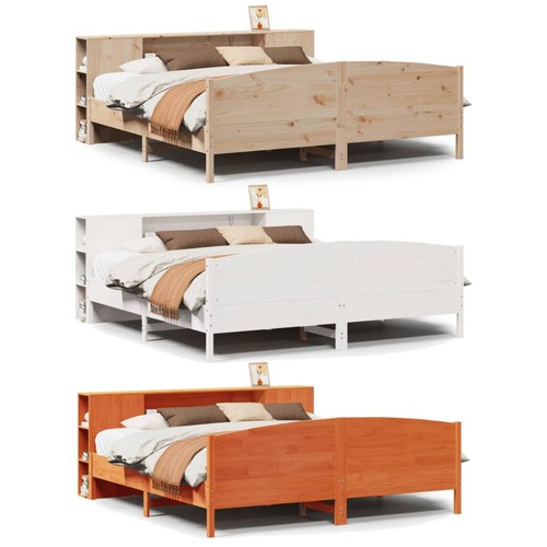 Massivholzbett mit regal - mit,