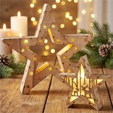 Zwei LED Holzsterne 16 LED