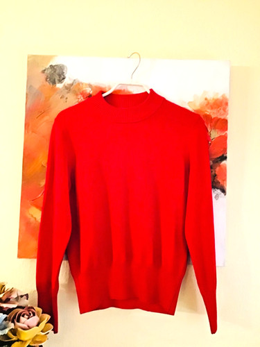 Eleganter roter pullover - pullover, 38