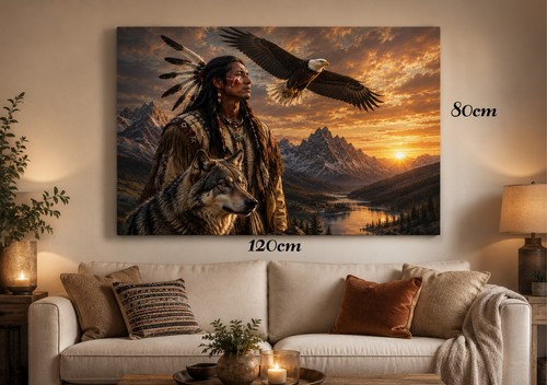Indianer mit adler und wolf - adler,