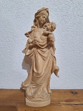 26  cm Heiligenfigur Holz Maria Jesuskind Madonna  geschnitzt