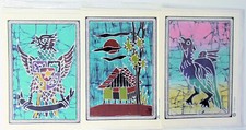 3 wunderschöne Batik Klappkarten aus Indonesien, Kunsthandwerk, auch zum Rahmen!