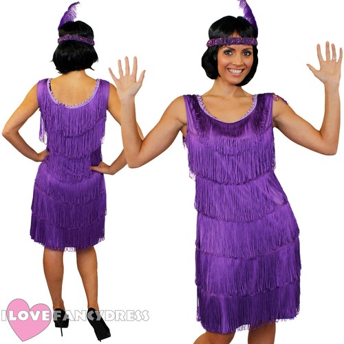 Deluxe lila fransen flapper - fransen,