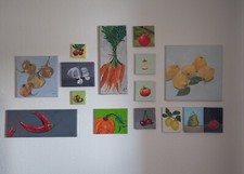 15x Acryl Bilder Gemälde Obst,Gemüse, Malerei Kunst UNIKAT Art HANDGEMALT 