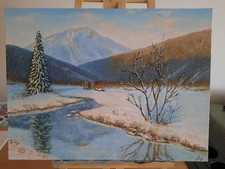 Ölbild. Ölgemälde. Winter