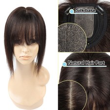 Damen 100% Echthaar Haarteil Full Lace Perücke Toupet Lace Clip Topper