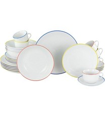 Kombiservice Angi bunt 30 Teile Kaffeeservice farbiger Rand Teller Tassen MyHome