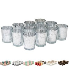 12er Set Teelichthalter Weihnachten Glas Windlicht Teelichtglas 