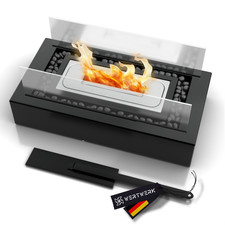 WERTWERK® Design-Tischkamin – mit Sicherheitsglas – inkl. schwarze Steine