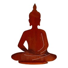 Rost Gartenfigur Buddha sitzend 44,5 cm Metall Gartendeko Edelrost Dekoration